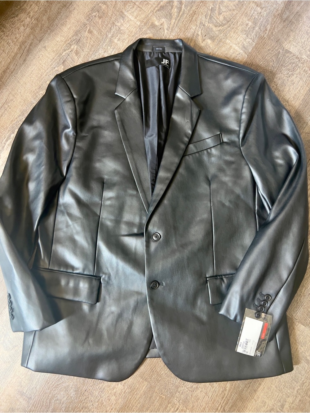 JF J.Ferrar Slim Faux Two Button Leather Blazer-Size XL